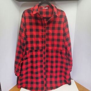 Buffalo Plaid Shirt/Dress w/ Pockets Womans XL
